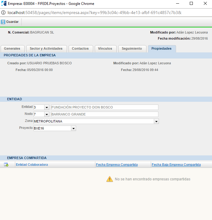 Modificar Empresa