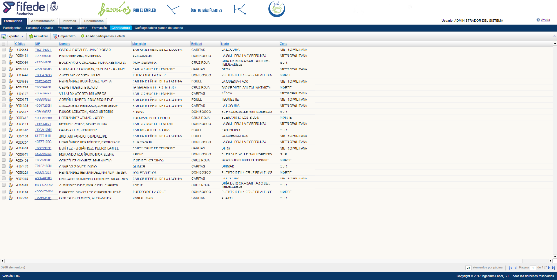 Grid de Candidaturas