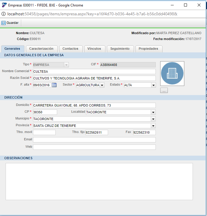 Modificar Empresa